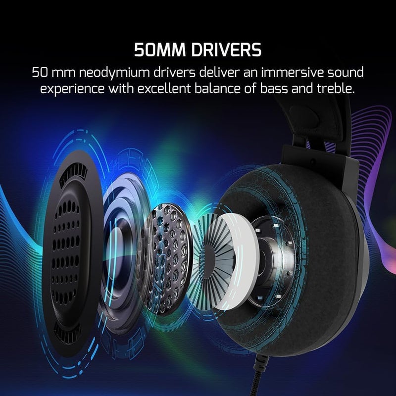 GAMEPOWER Voldon X 3.5mm Jack Gaming Headset - Wired Headphones with 50MM Drivers, Comfort Design, Noise Cancelling Mic, PS4, PS5, for Xbox, Black - Image 5